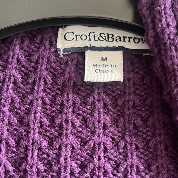 Purple Open-Front Cable Knit Women's Sweater Cardigan - Picture 8 of 8